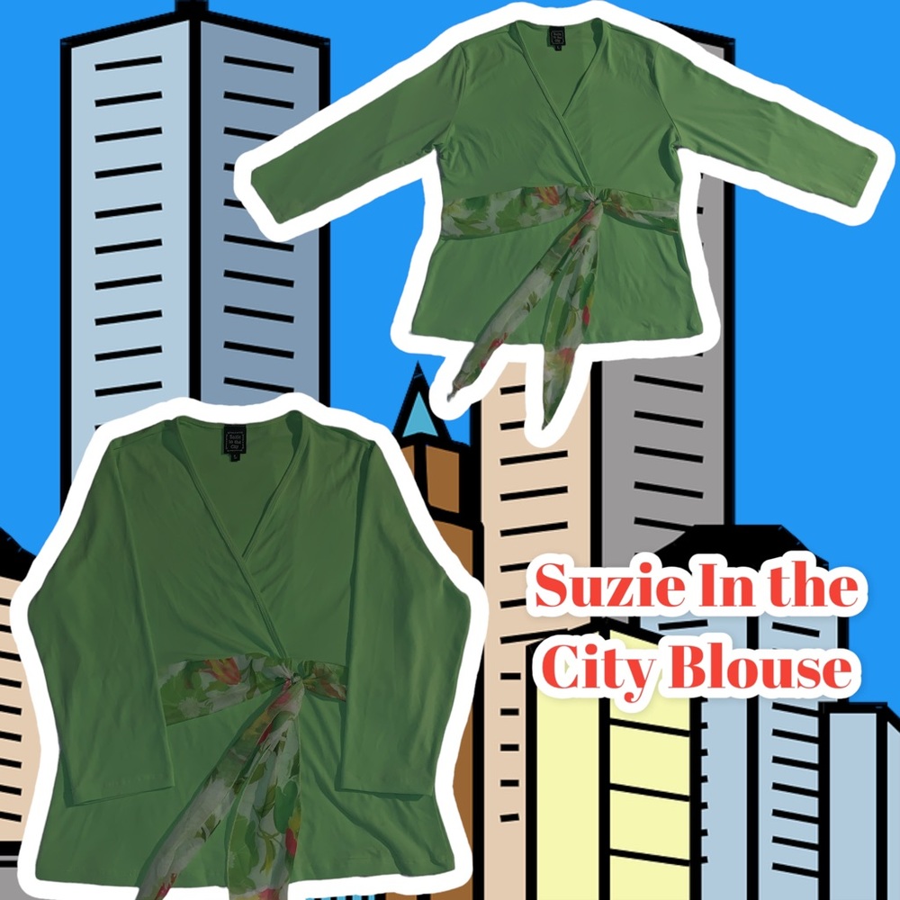 Super cute lime green blouse! Giving Y2K Hannah Montana // Sex & the city vibes